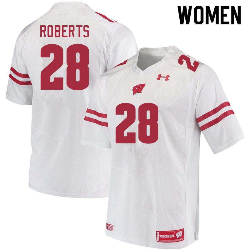 Women #28 Antwan Roberts Wisconsin Badgers College Football Jerseys Sale-White